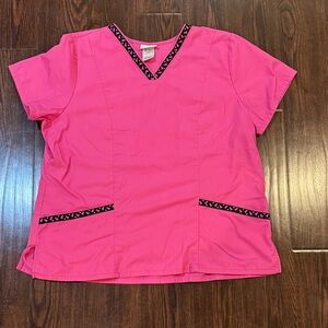 Scrubstar Pink V-Neck Short Sleeve Scrub Top